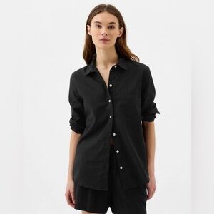 Gap Factory Linen Blend Easy Shirt black